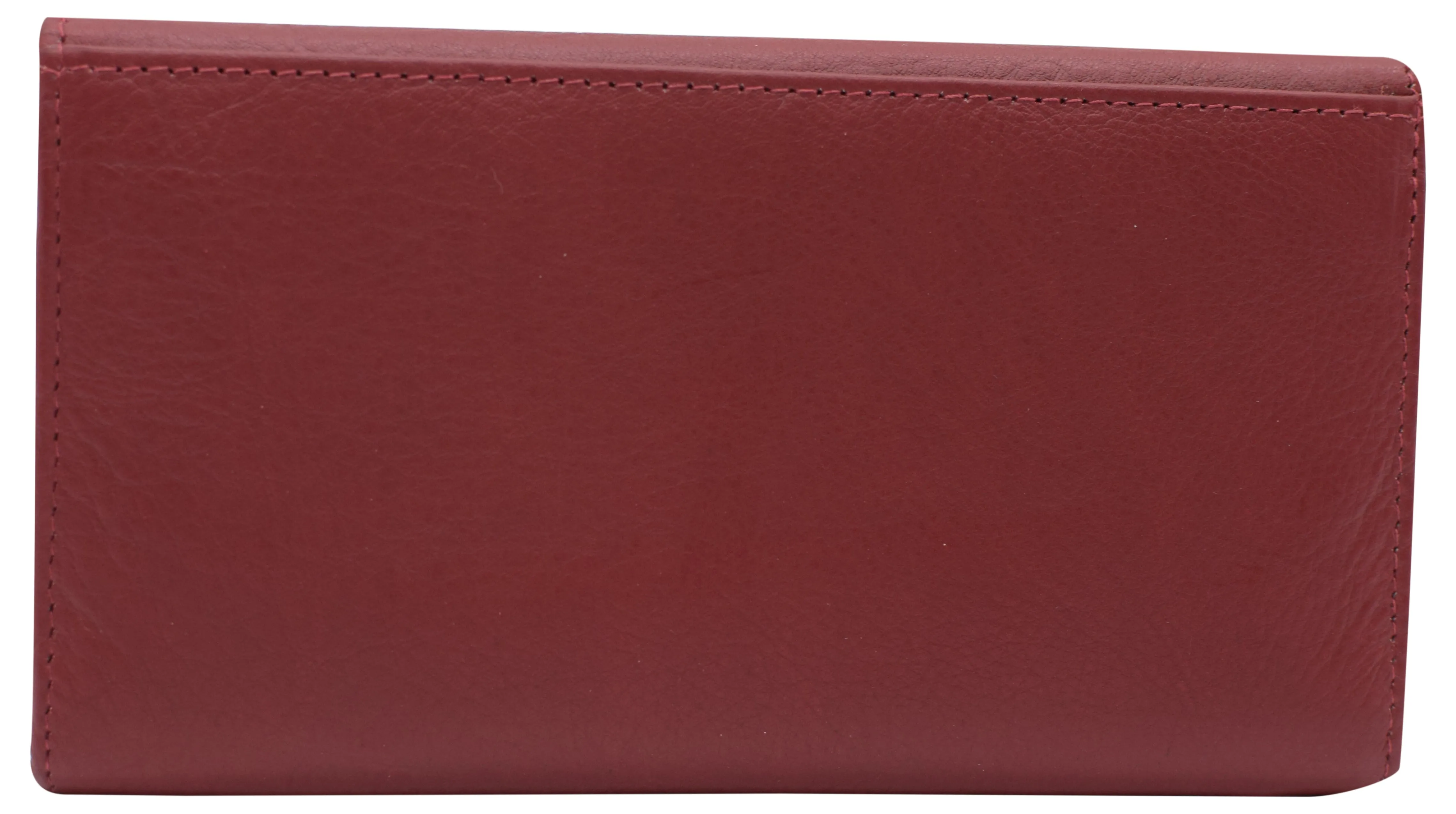 RFIDCN2575 Women's Genuine Leather RFID Trifold Checkbook Slim Wallet for Ladies