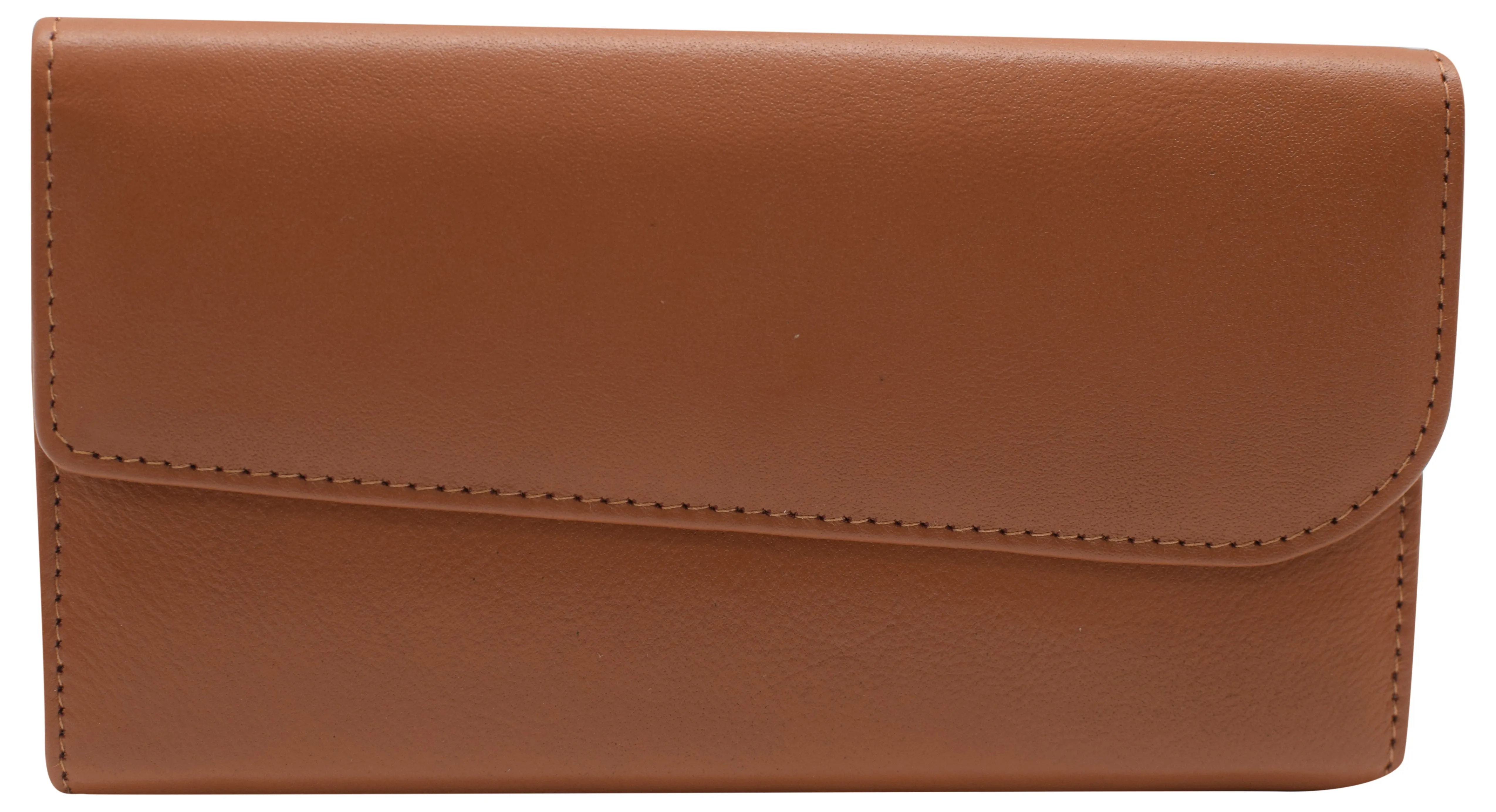 RFIDCN2575 Women's Genuine Leather RFID Trifold Checkbook Slim Wallet for Ladies