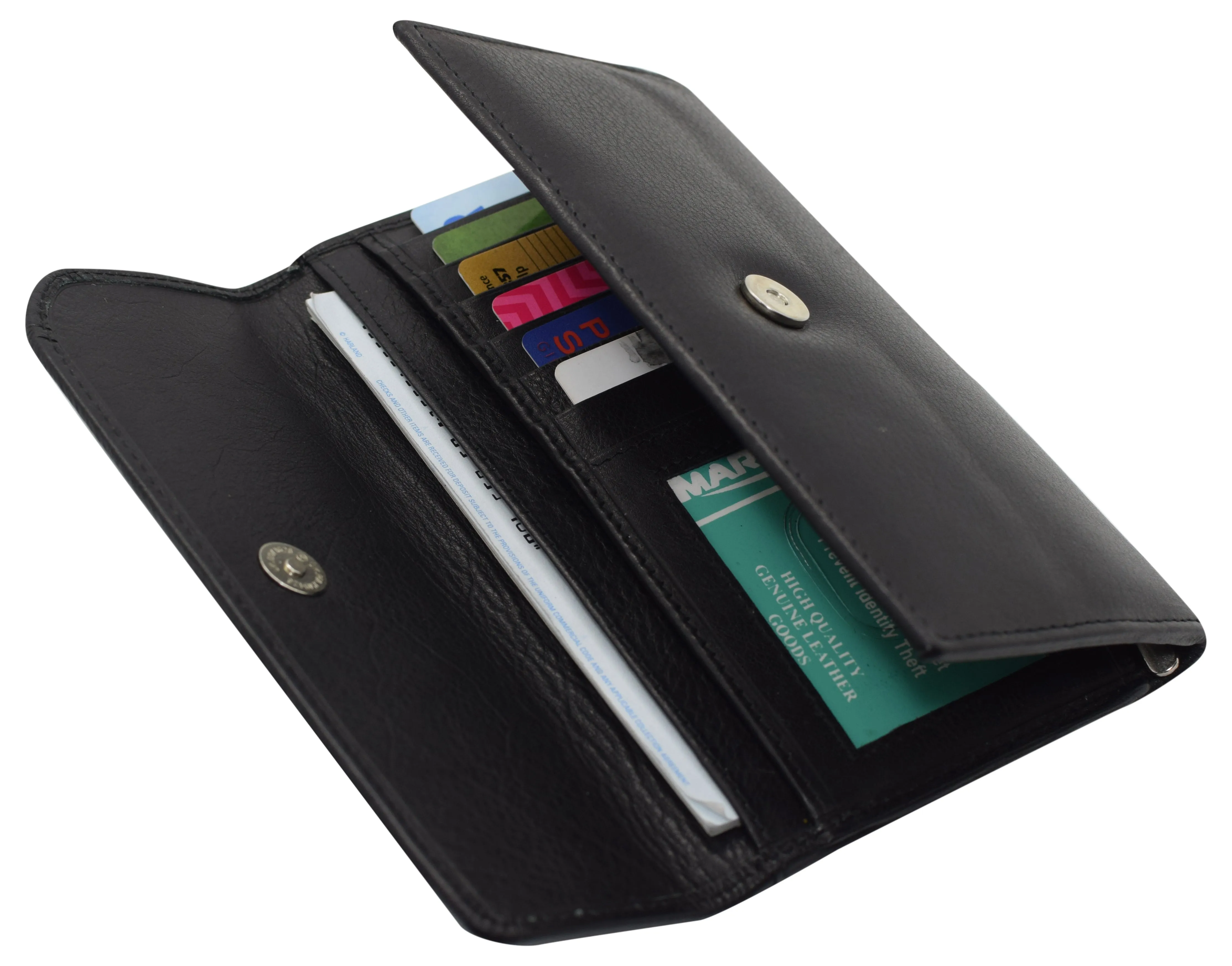 RFIDCN2575 Women's Genuine Leather RFID Trifold Checkbook Slim Wallet for Ladies