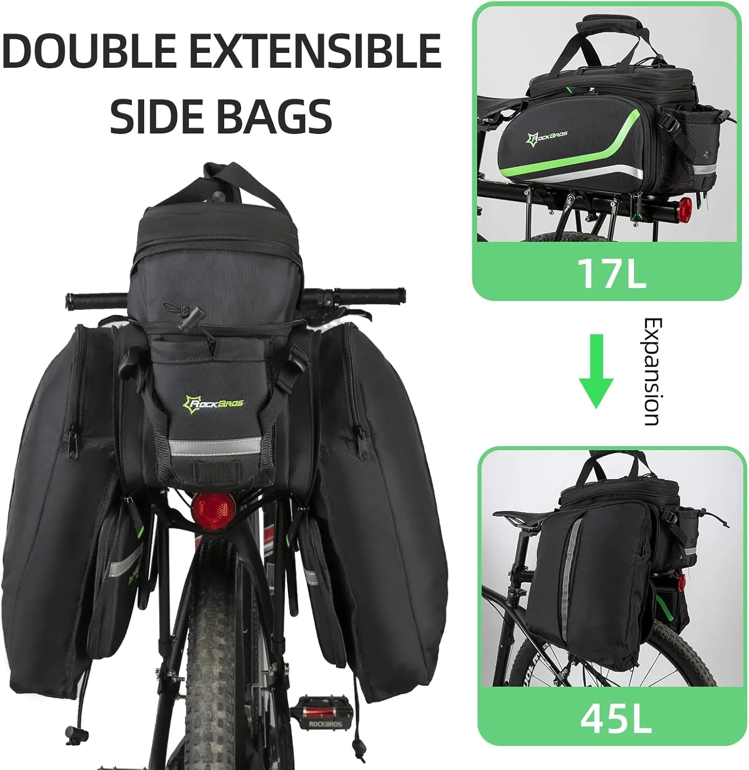 ROCKBROS Bike Panniers for Bicycle Trunk Bag 17L-45L bag Waterproof