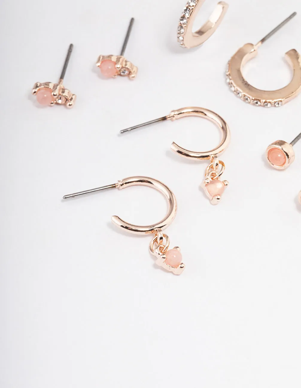 Rose Quartz Diamante Earring Stack Pack