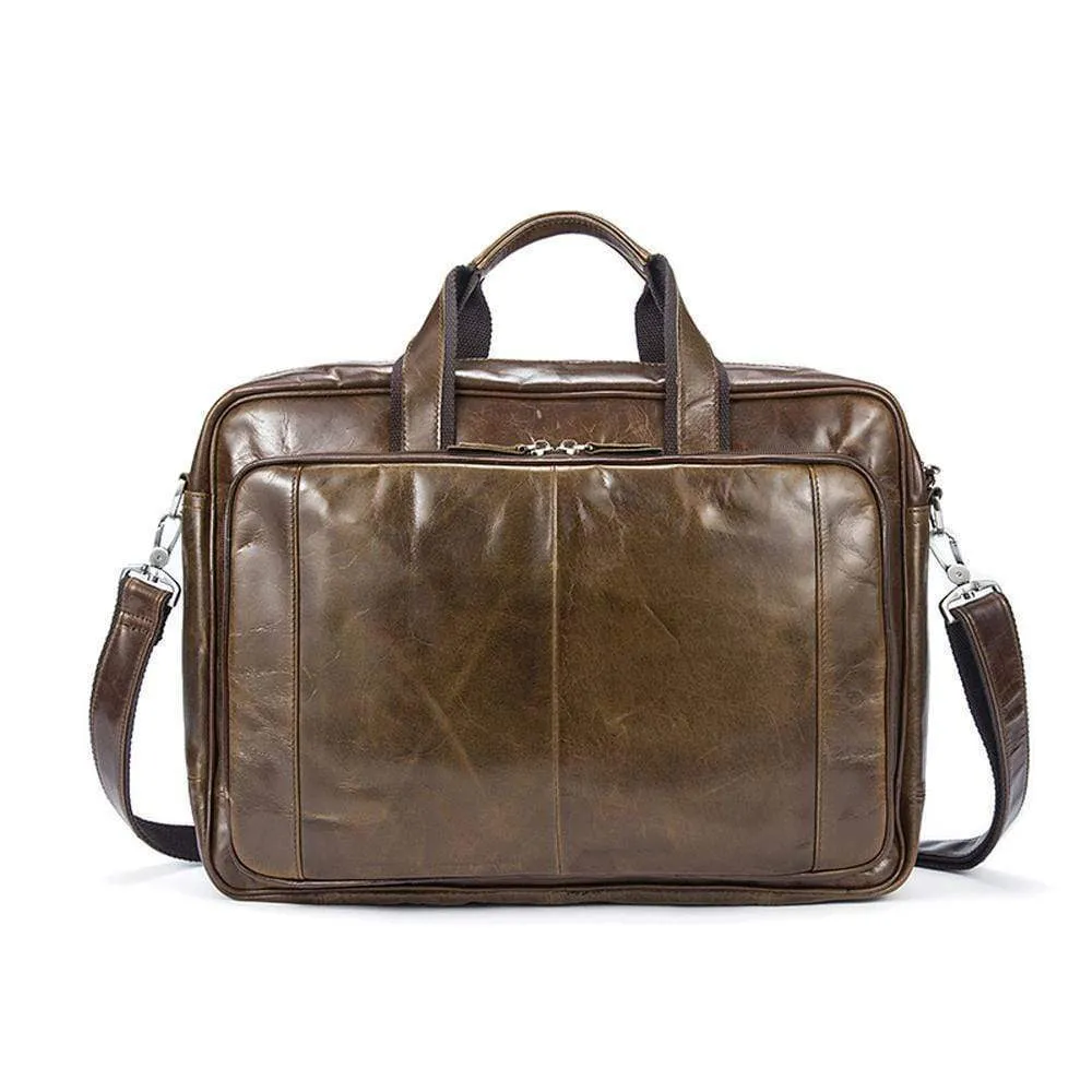 Rossie Viren Vegetable Brown Large Double Zip Briefcase