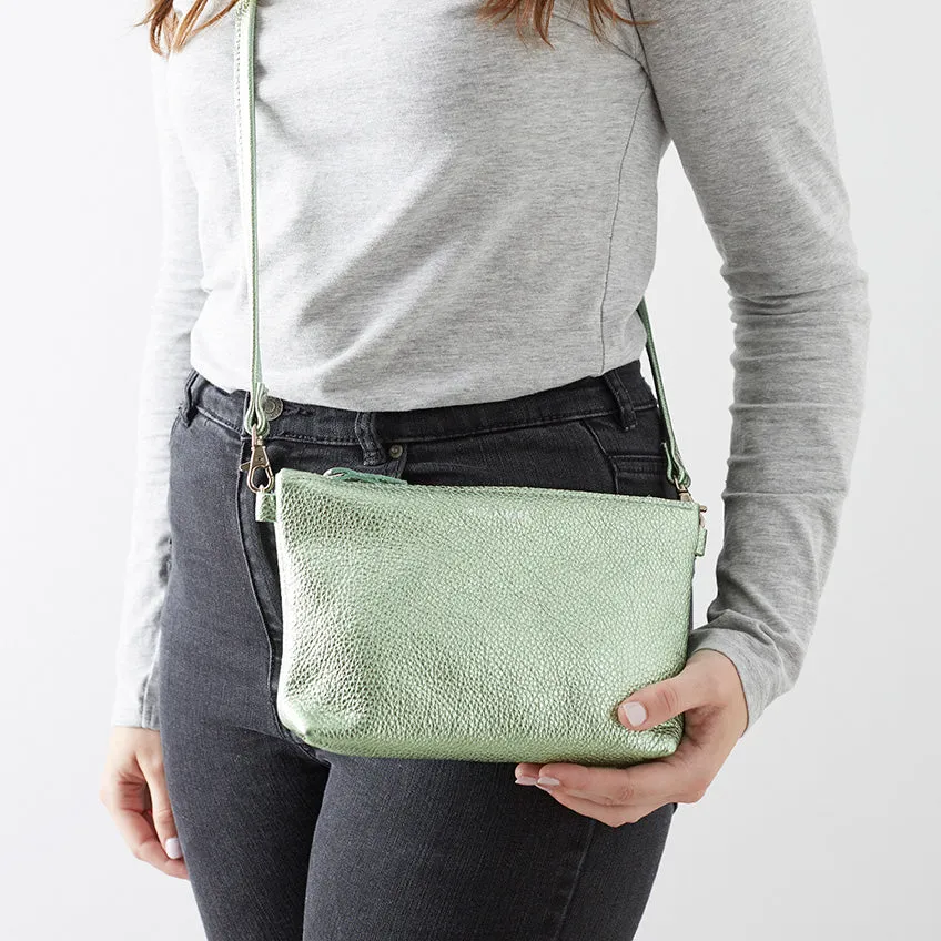 Seagrass Green Leather Crossbody Bag