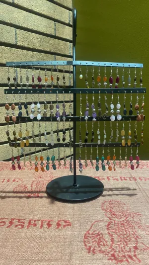 Semi-Precious Stone Oval Crystal Earrings (Assorted)