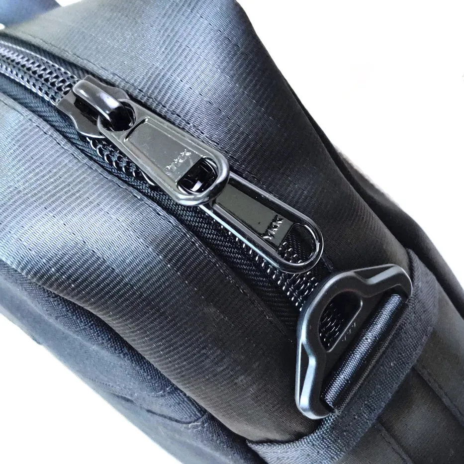 Serially Circular Co-founder's Bag in Ex-Cargo Belts and Car Seat Belts [15" laptop bag]