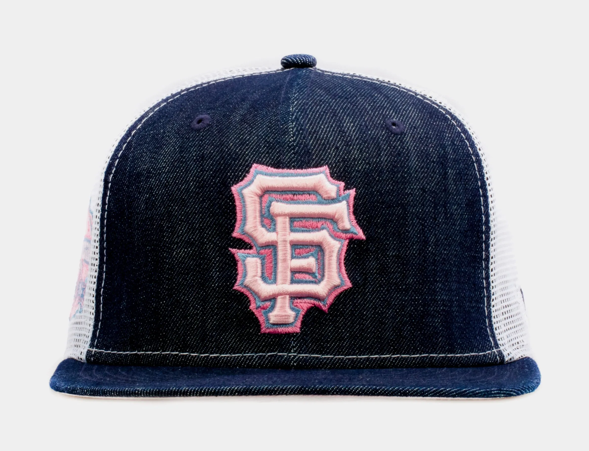 Shoe Palace Exclusive Denim Trucker San Francisco Giants 9Fifty Mens Snapback Hat (Blue/Pink)