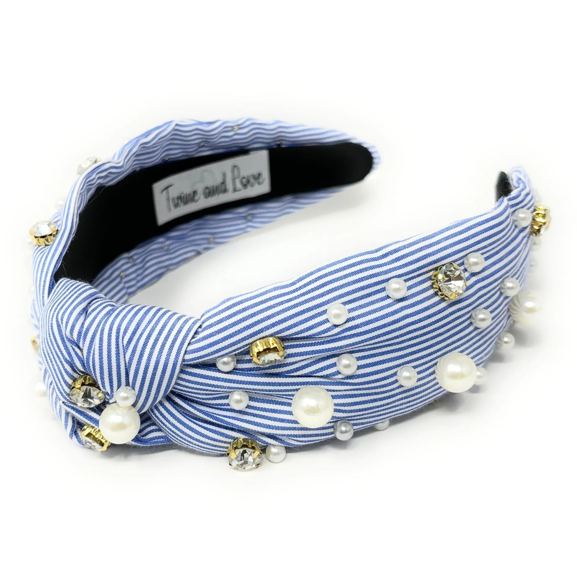 Sky Blue Striped Knot Headband