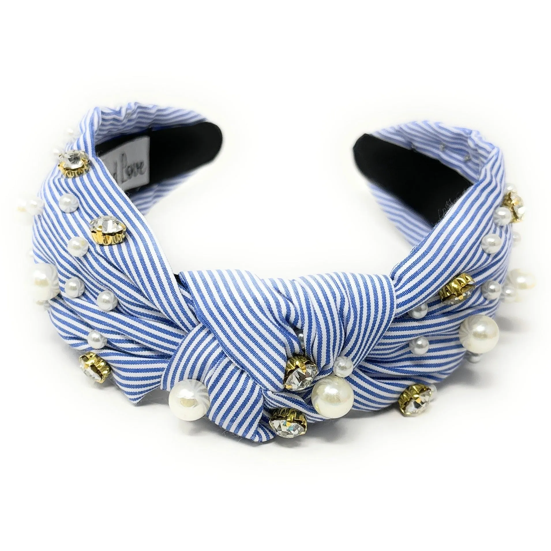 Sky Blue Striped Knot Headband