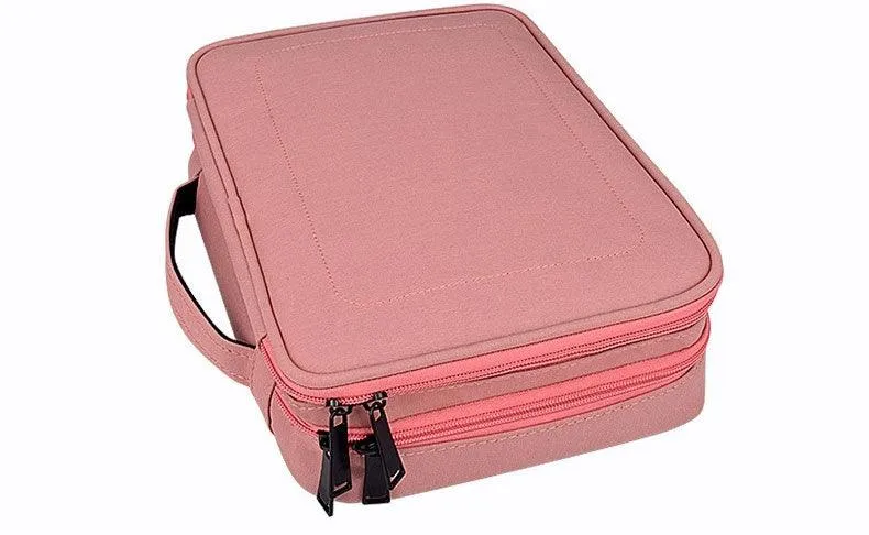 Soft Fabric Water Resistant Sleeve Double Zip Ipad Pouch Case- Pink