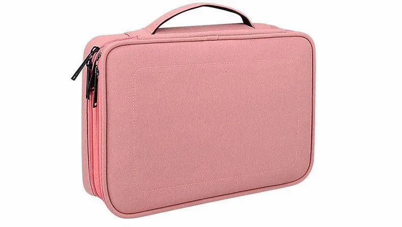 Soft Fabric Water Resistant Sleeve Double Zip Ipad Pouch Case- Pink