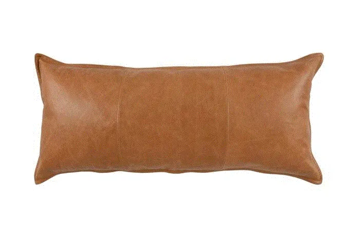 Solid Leather Dumont Chestnut Large Lumbar Pillow