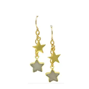 Star Earrings: Gold Fill and Stone: White Druzy (EGCH47DZW)