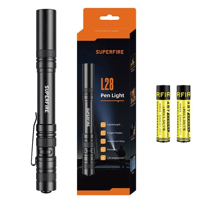 SUPERFIRE X18/L28 Pen Light Mini LED Flashlight Pocket Portable Handheld Torch for Camping Fishing Emergency EDC Lantern