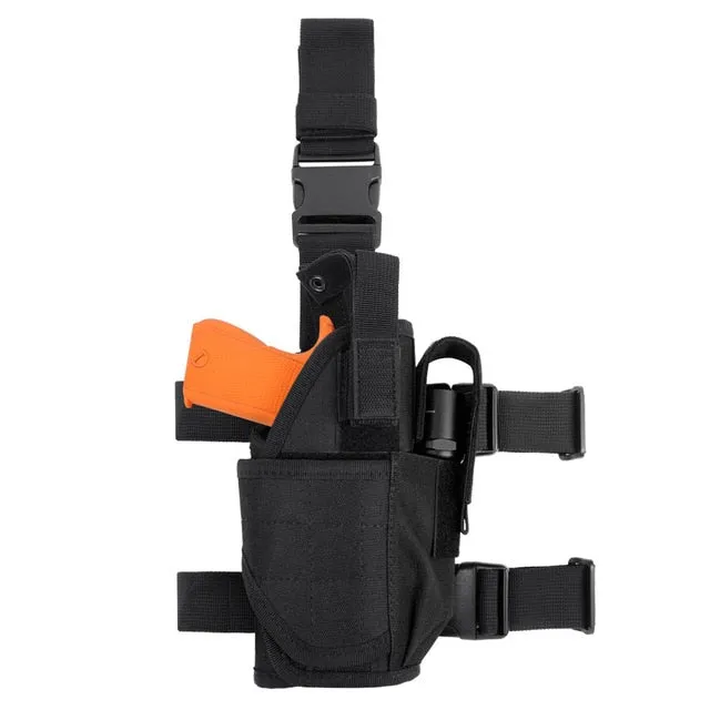 Tactical Drop Leg Holster Adjustable Gun Holster Thigh Pistol Holster with Magazine Pouches for Left/Right Handed Magazine Pouch