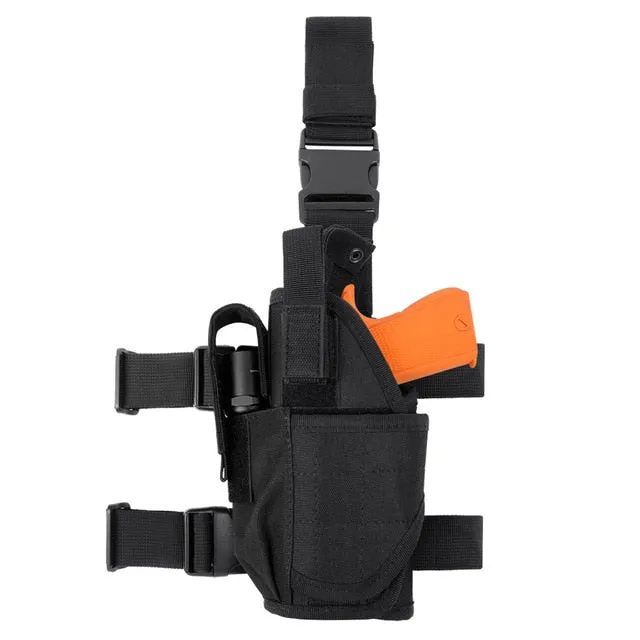 Tactical Drop Leg Holster Adjustable Gun Holster Thigh Pistol Holster with Magazine Pouches for Left/Right Handed Magazine Pouch