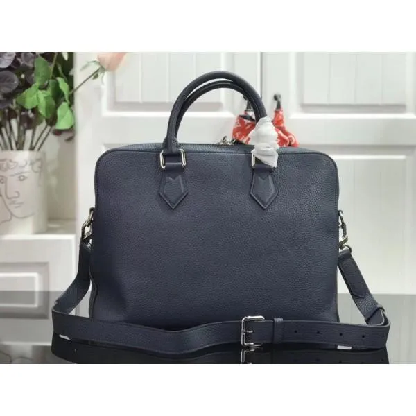 Taurillon Leather Armand Briefcase Navy Blue And Black M42680