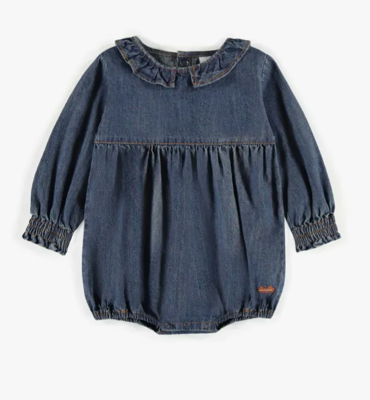 The Puffy Denim One-Piece Romper - BABY