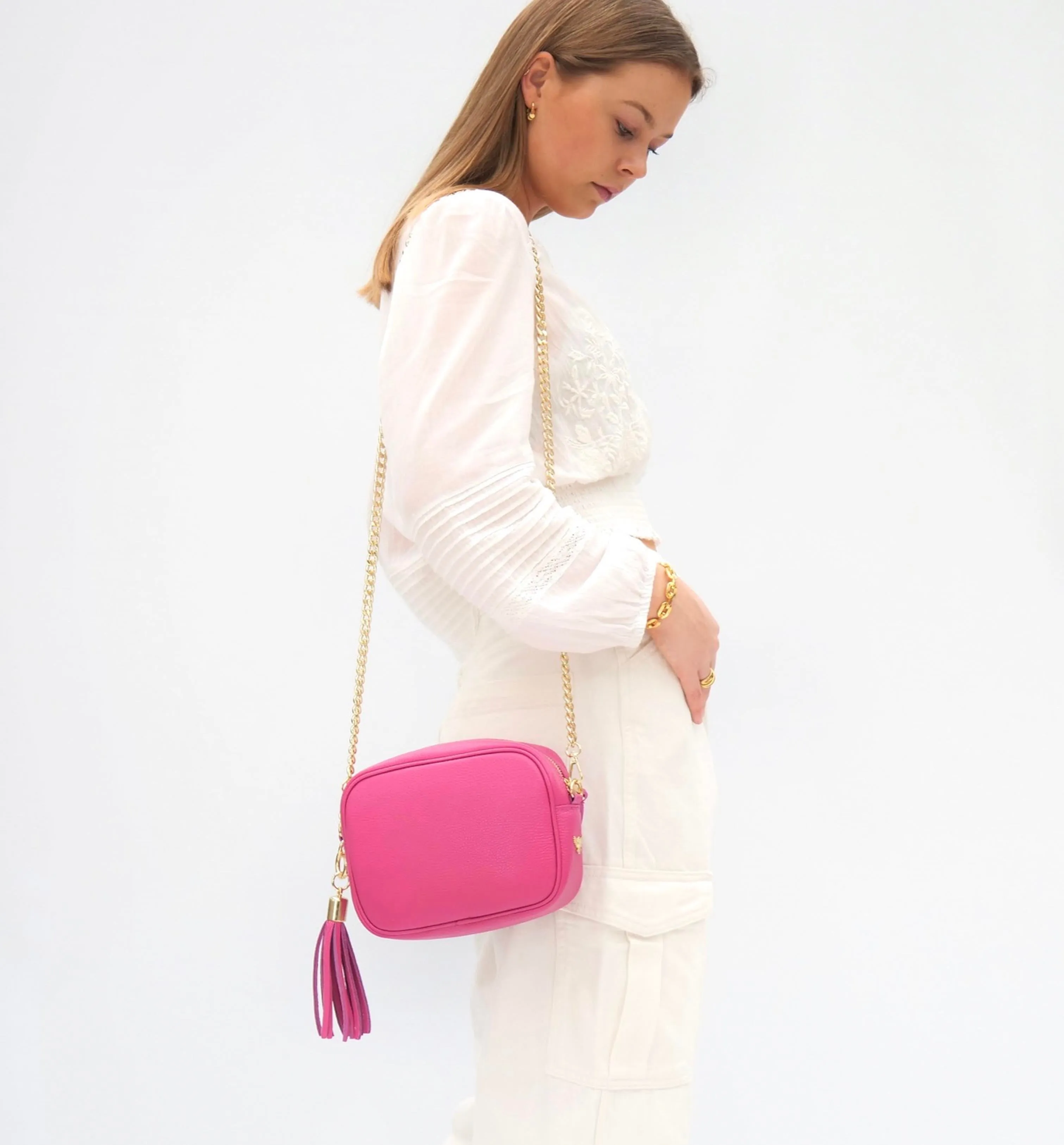 The Tassel Barbie Pink Leather Crossbody Bag