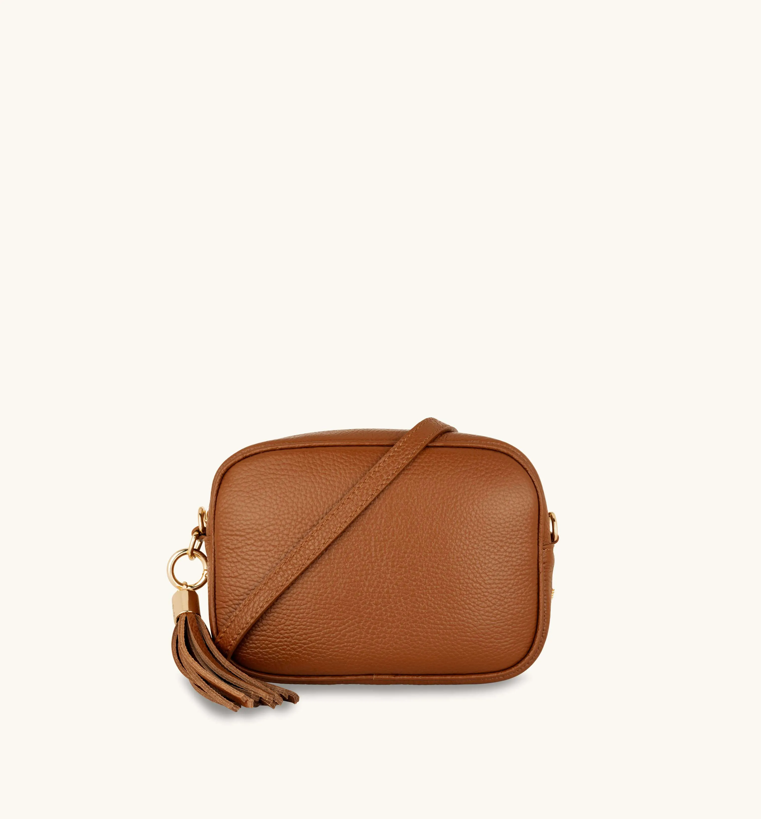 The Tassel Tan Leather Crossbody Bag With Tan Boho Strap