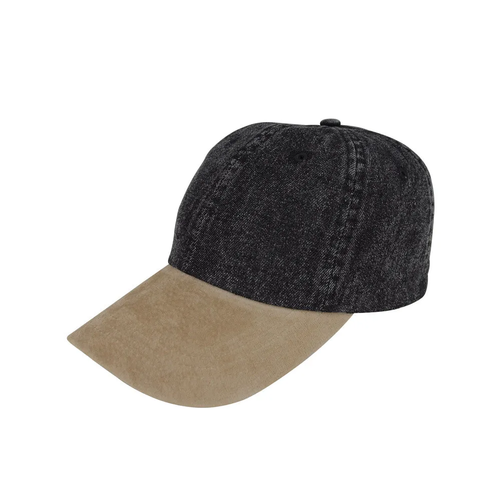 TopHeadwear Washed Denim Cap w/ Suede Bill