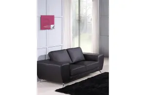 Torri Black Leather Loveseat