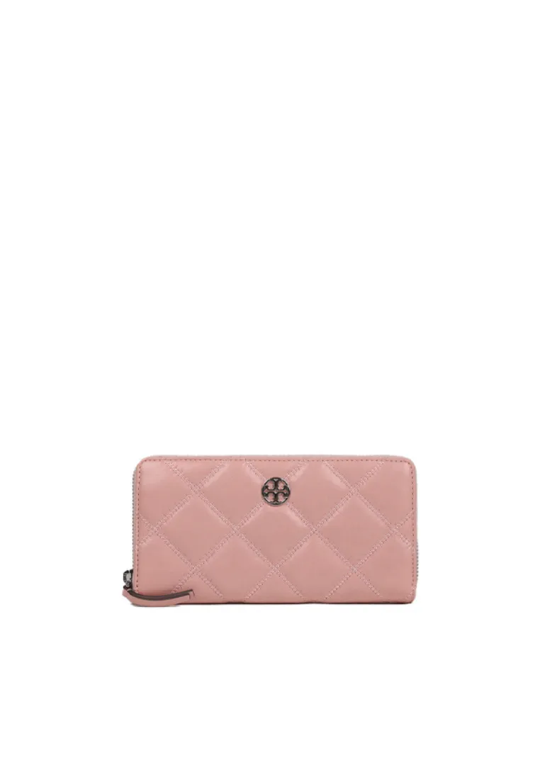 Tory Burch Willa Continental Wallet Glazed Zip In Rose Sachet 160774