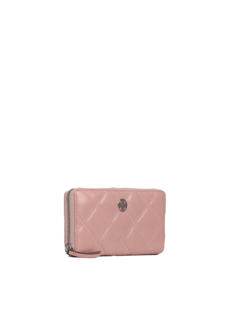 Tory Burch Willa Continental Wallet Glazed Zip In Rose Sachet 160774