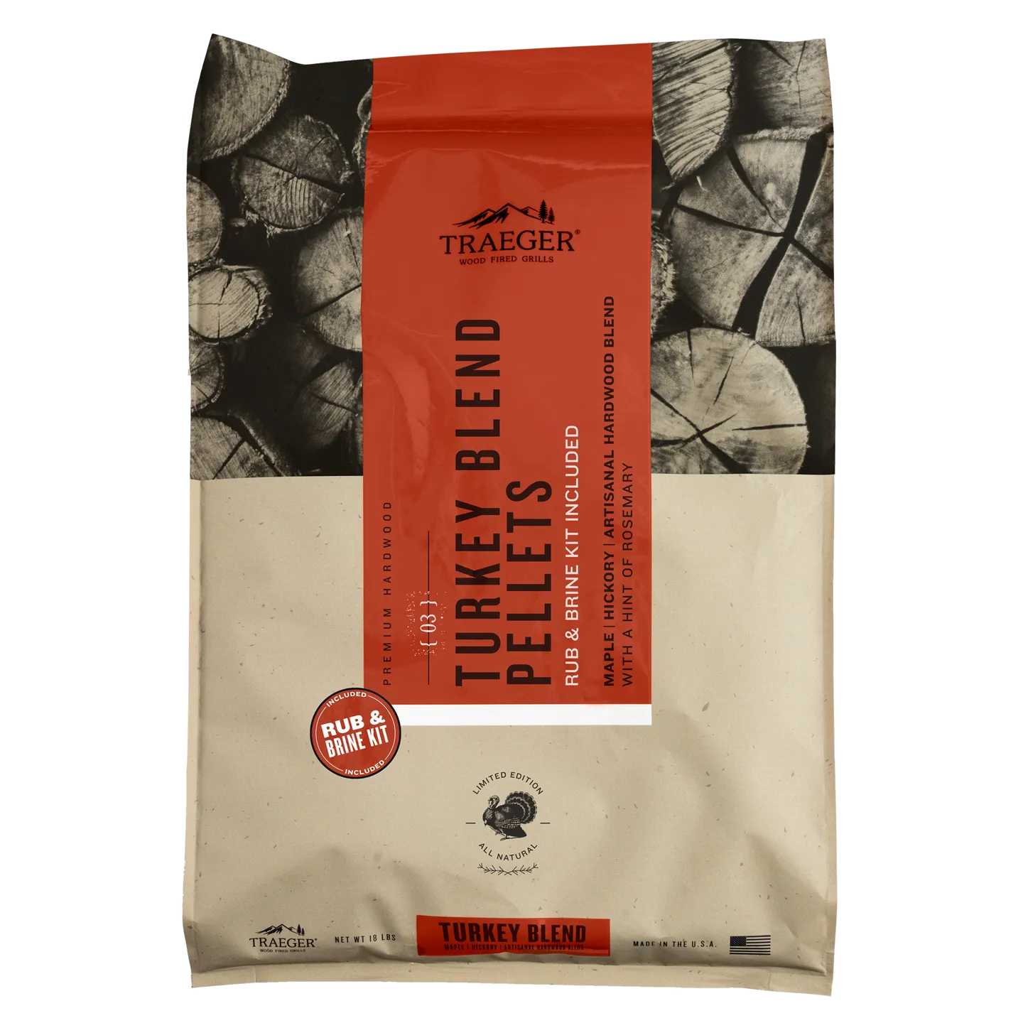 Turkey Blend Pellets with Brine & Rub Kit - 18LB.