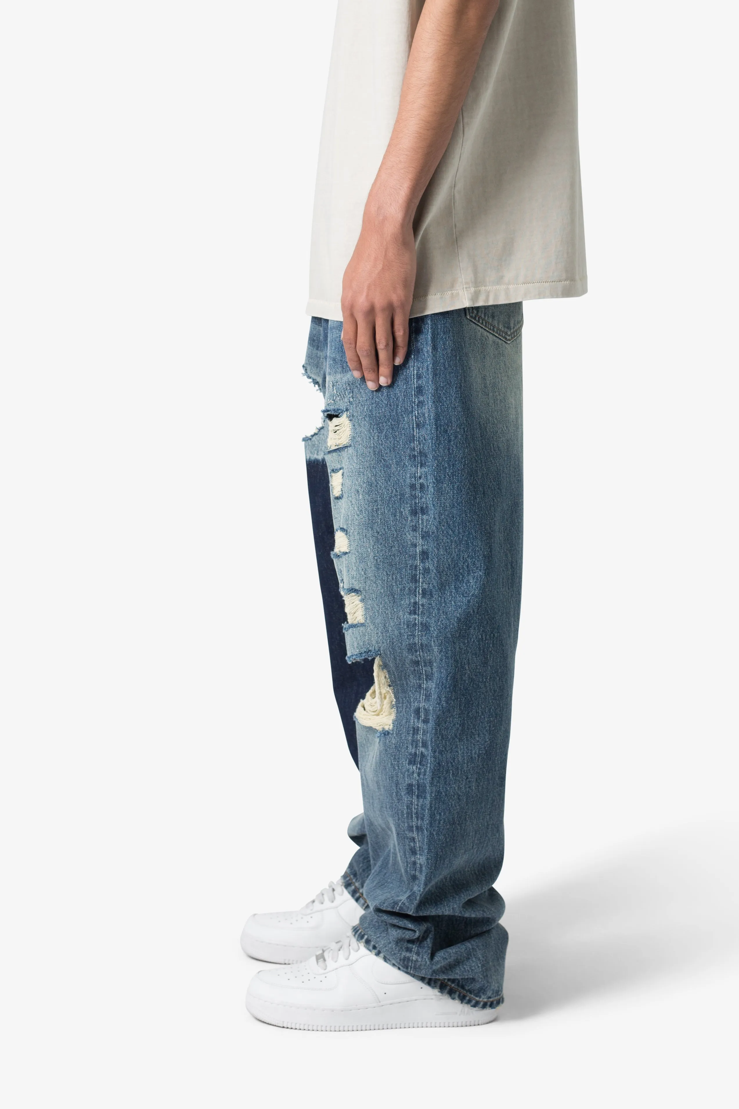 Ultra Baggy One Knee Thrashed Denim - Blue