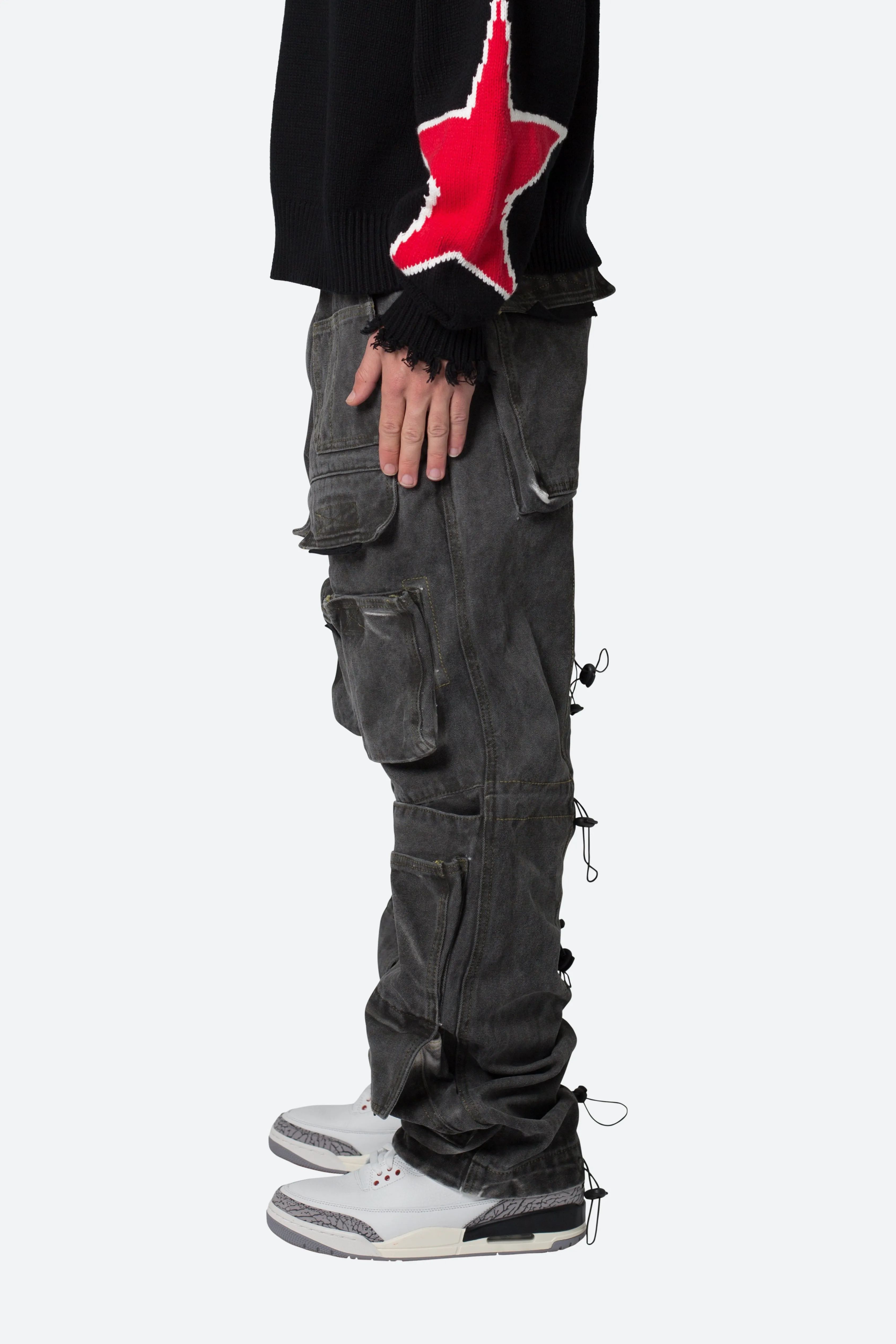 Ultra Baggy Spray Cargo Denim - Black