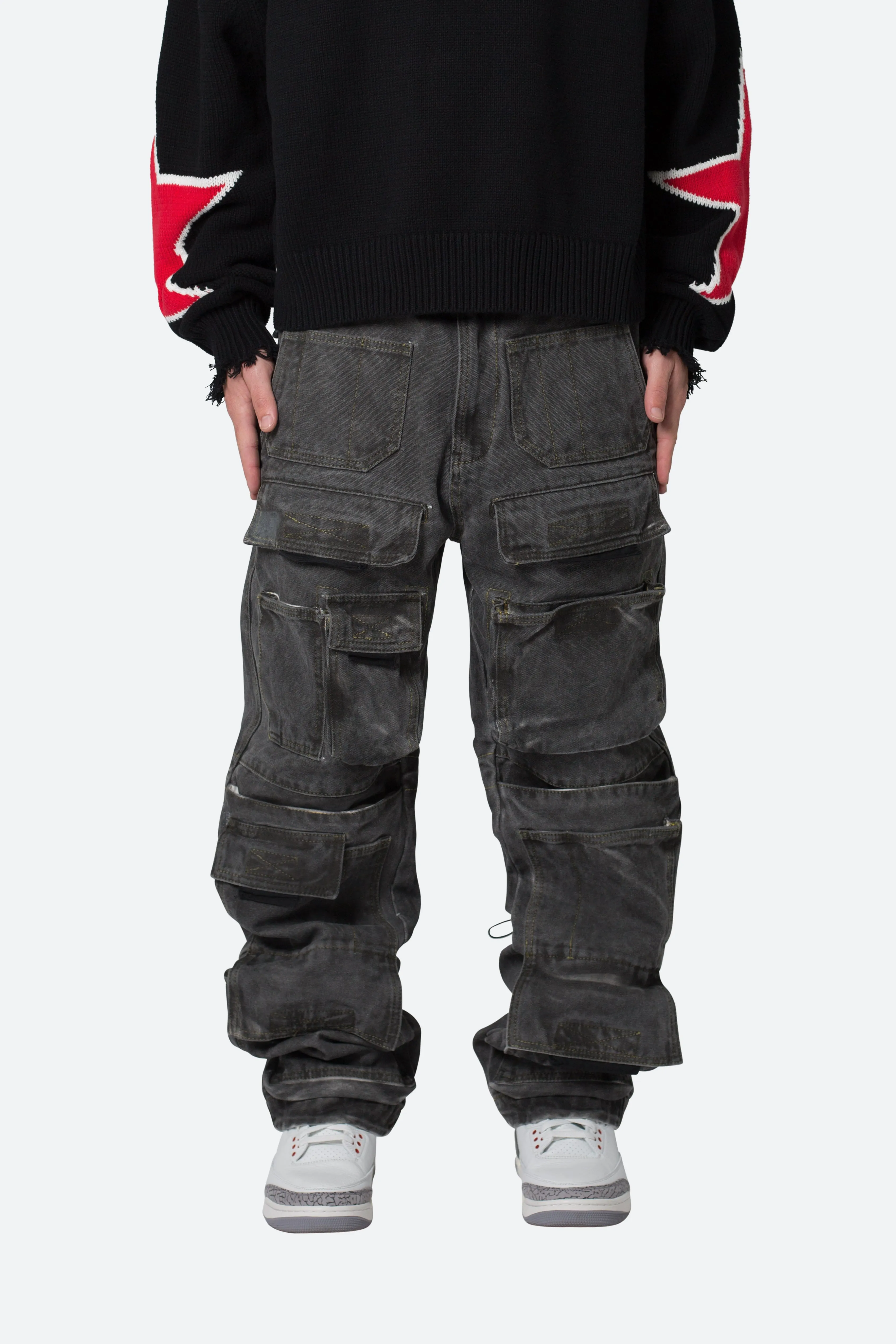 Ultra Baggy Spray Cargo Denim - Black