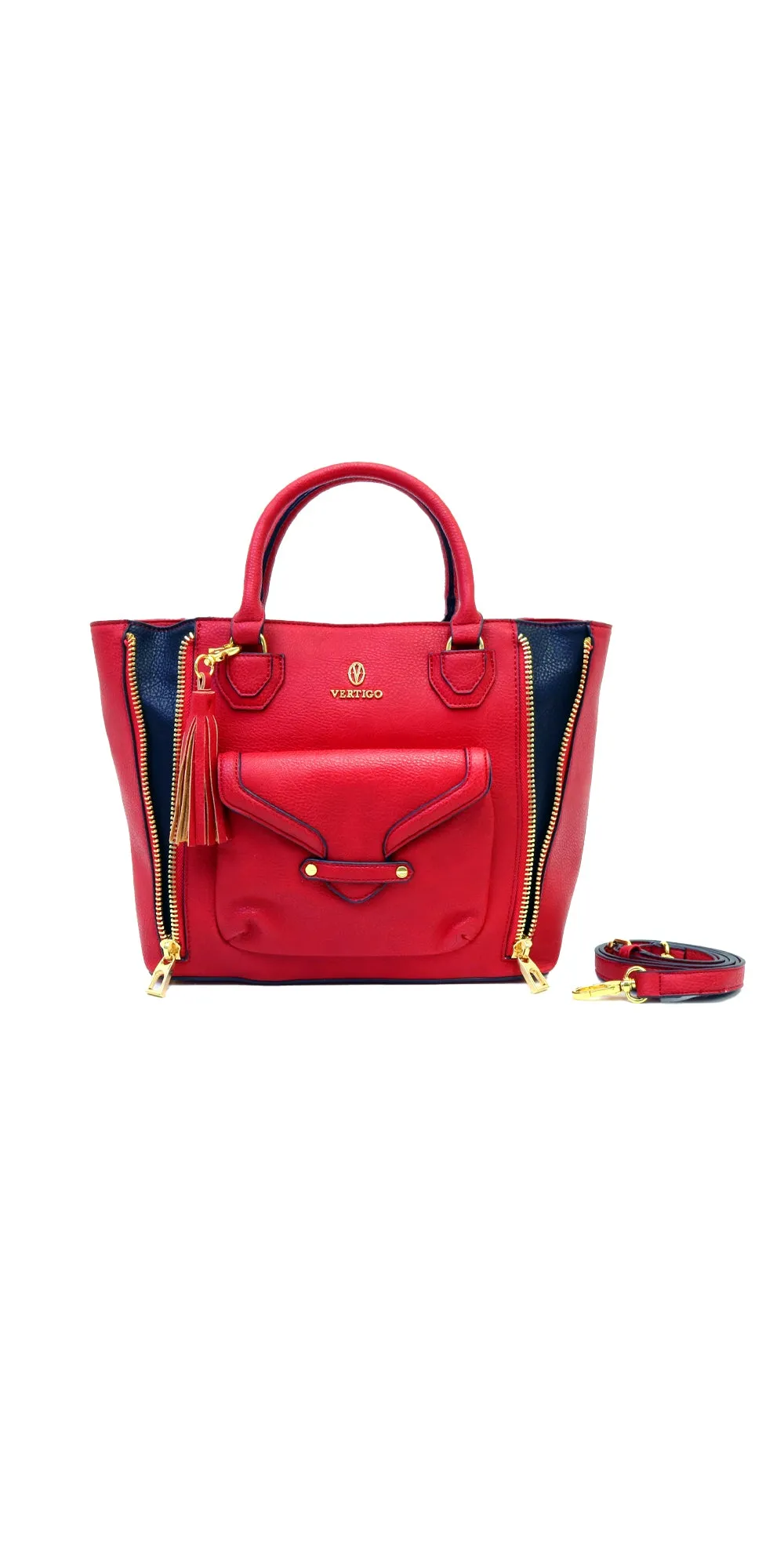 Vertigo VT0115 - Red/Black - Dylan Vegan Leather Satchel Bag