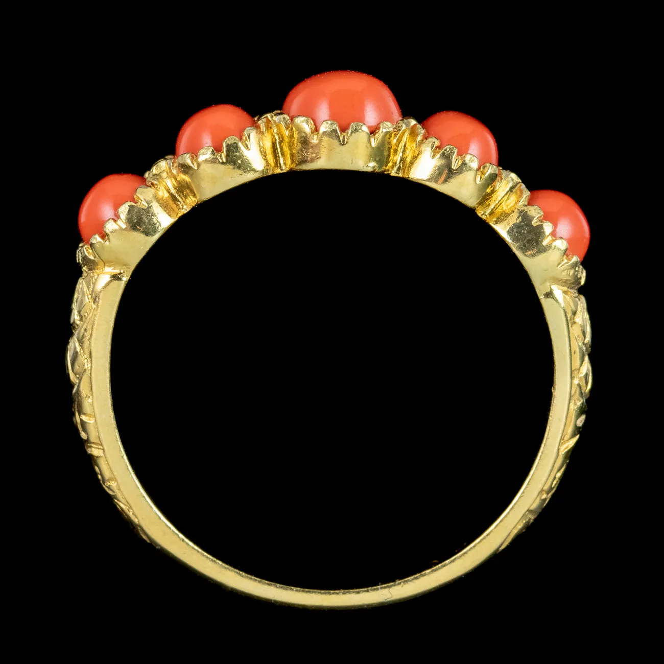 Victorian Style Coral Five Stone Ring