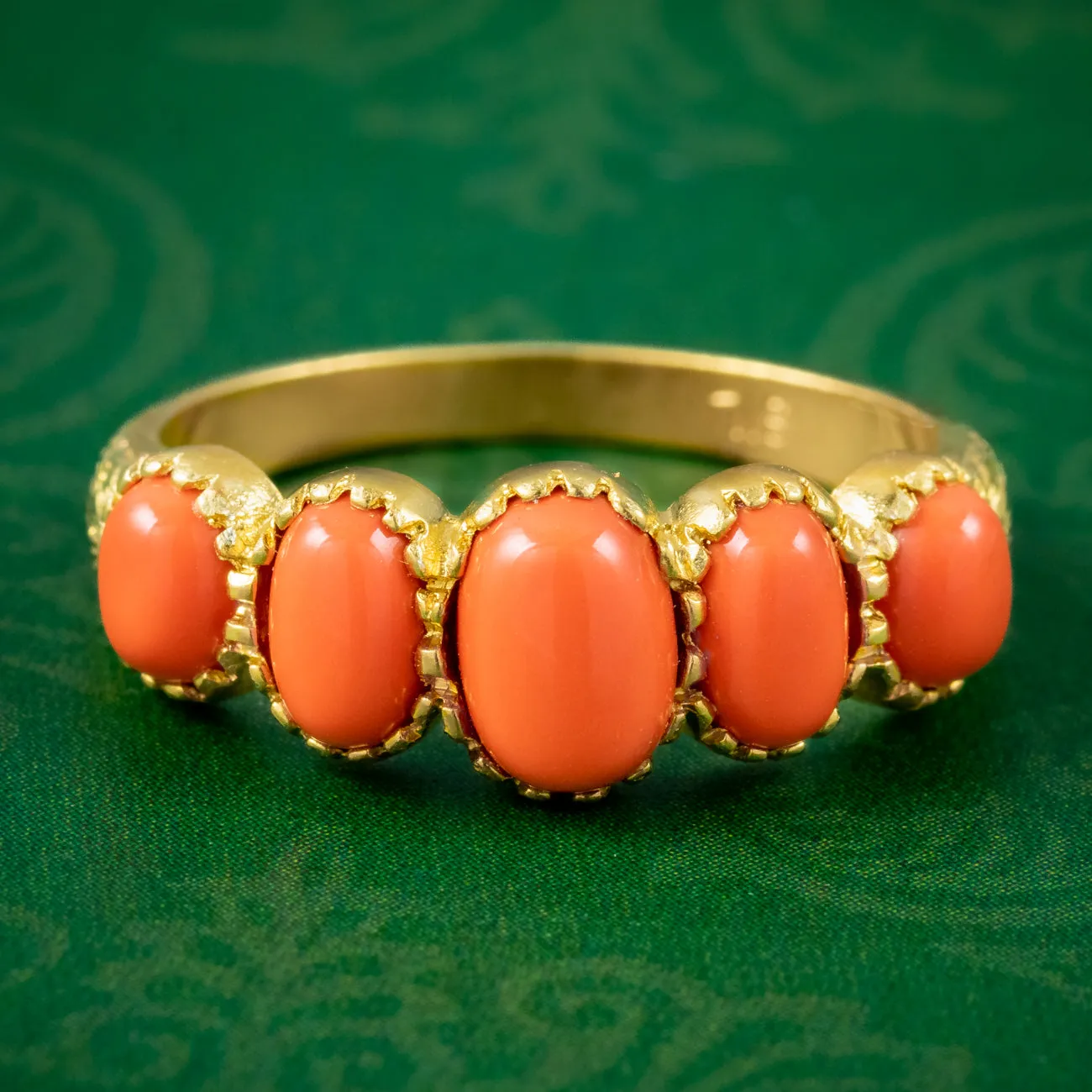 Victorian Style Coral Five Stone Ring