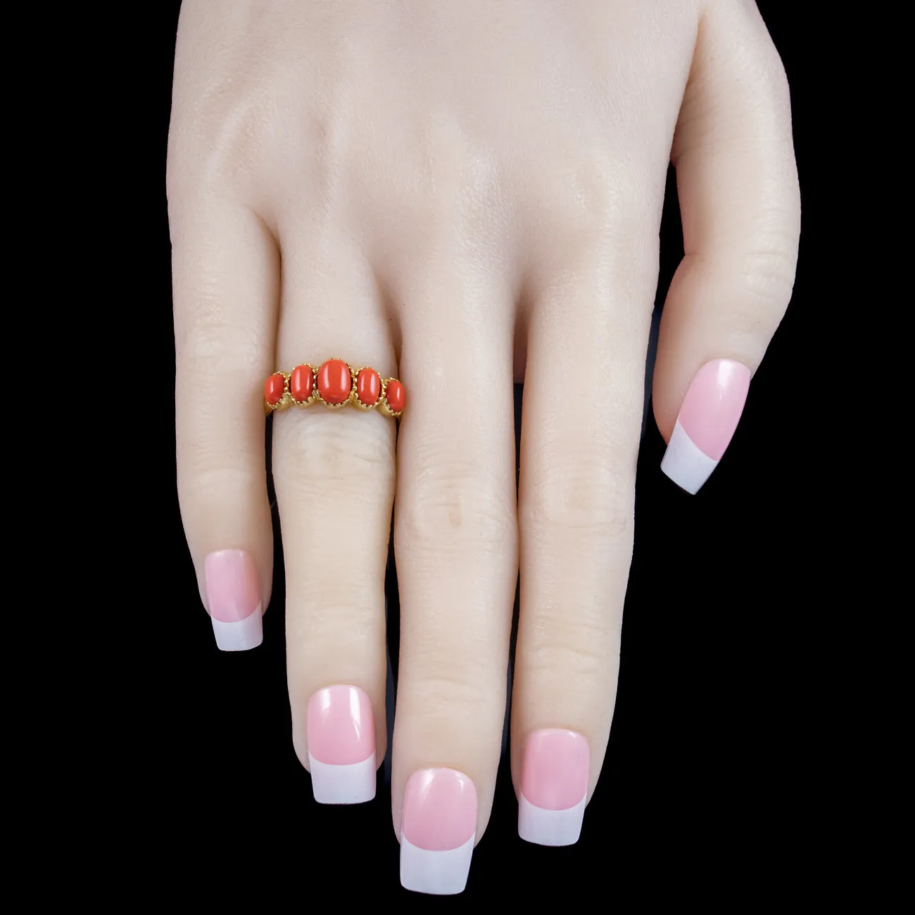 Victorian Style Coral Five Stone Ring