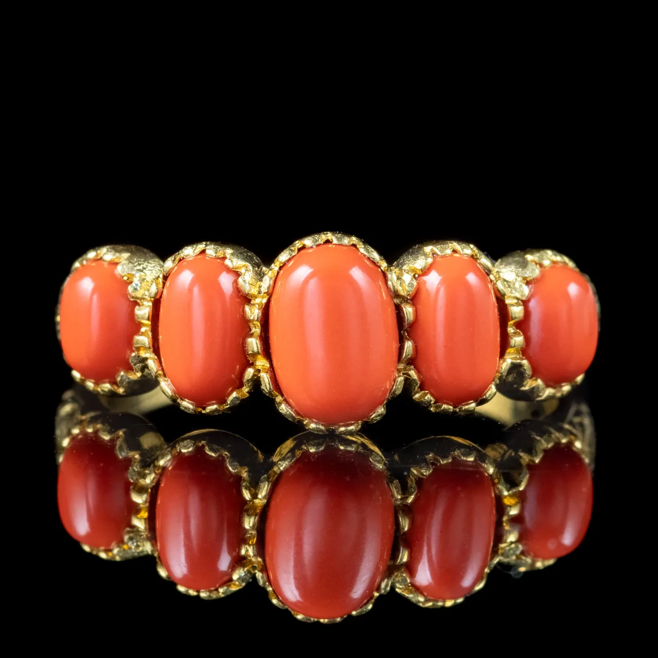 Victorian Style Coral Five Stone Ring