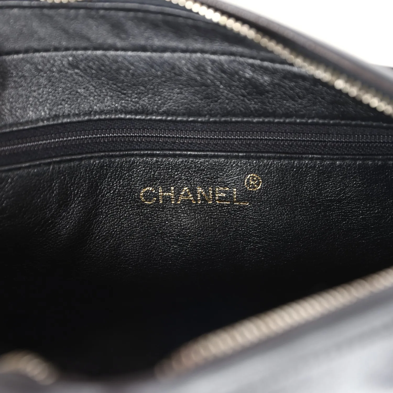 Vintage Chanel Medium Pocket Camera Bag Black Lambskin Gold Hardware