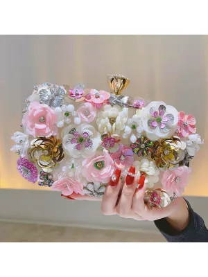 Vintage Flower Decor Clutch Bag