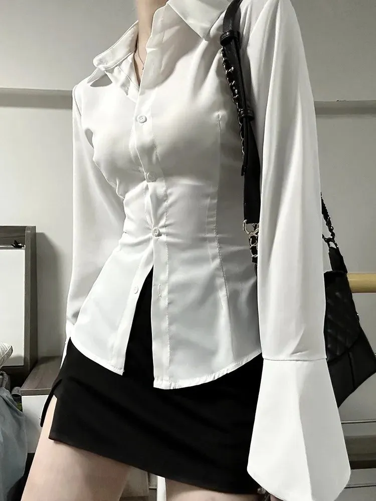 Vintage Slim Chiffon Shirt Women