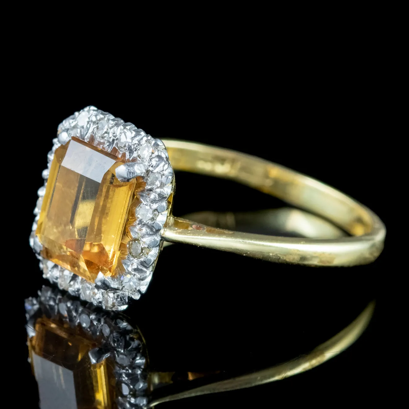 Vintage Yellow Topaz Diamond Cluster Ring 1.85ct Topaz Dated 1963