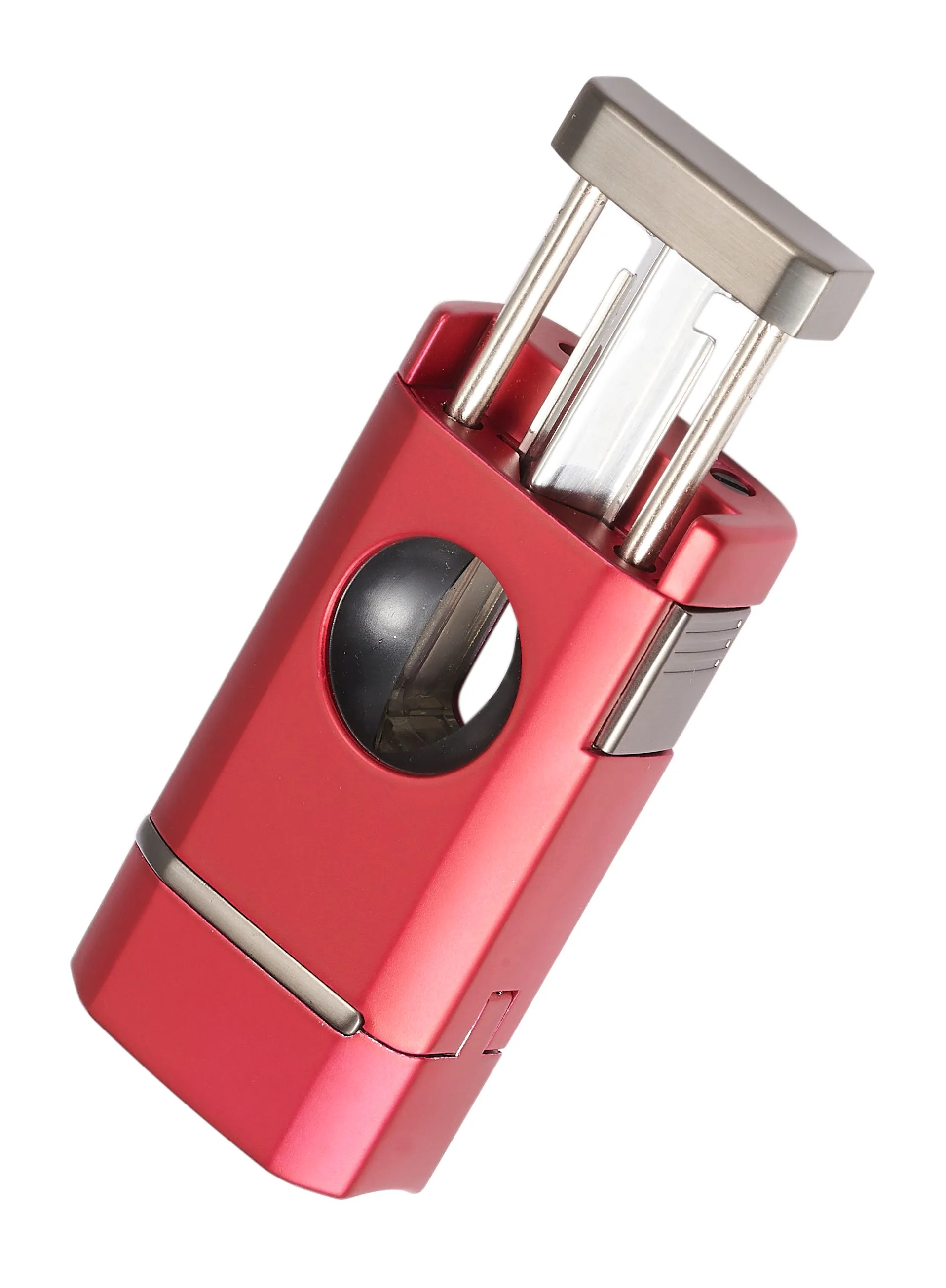 Visol Diablo Triple Torch Flame Lighter w/ Spring V Cutter - Red