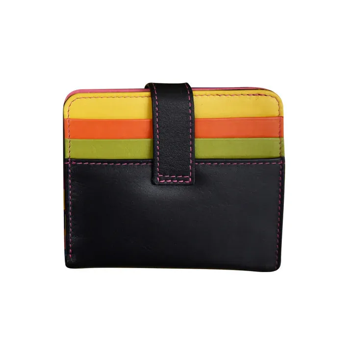 Wallet Small Bifold Black Brights Leather RFID Blocking 7301