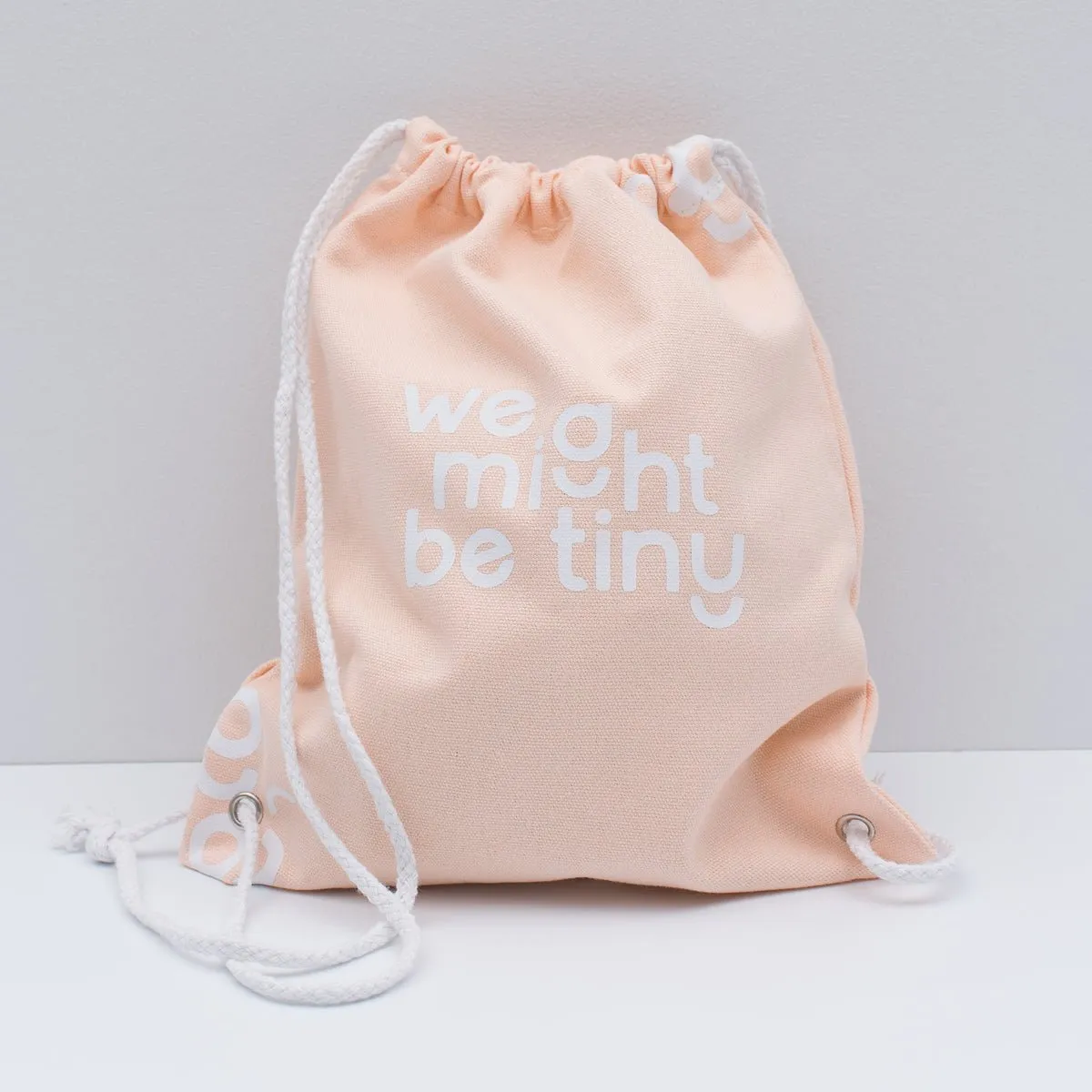 We Might Be Tiny Drawstring Bag - Tiny Peach 🍑 (limited edition)