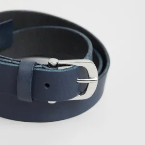 Woman Leather Belt DENVER - Leather Belt - Navy