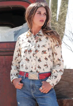 Women's Cruel Denim Bronc Print  Pearl Snap Shirt