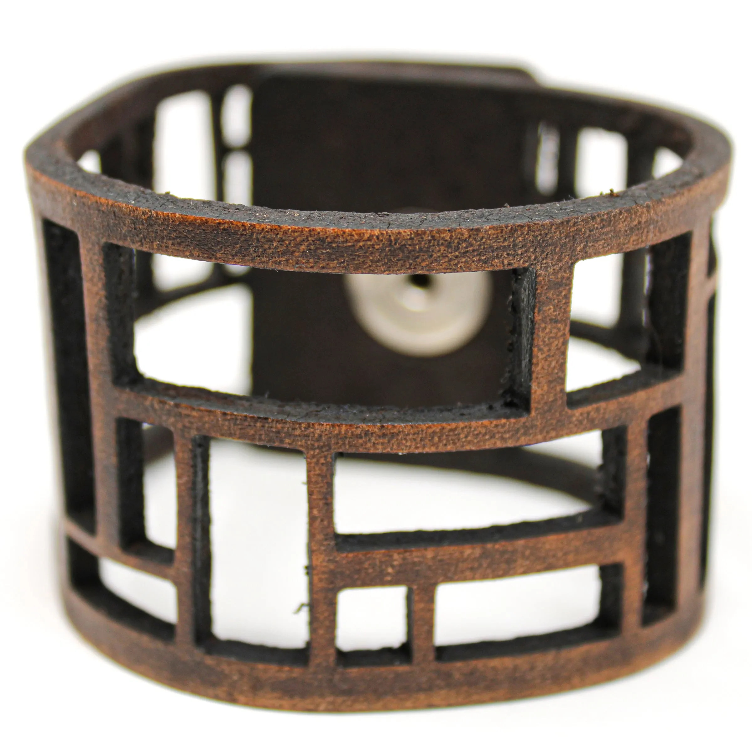 Women's Leather Cuff - Rectangle Cuts Cuff