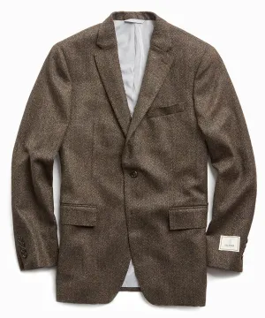 Wool Cashmere Herringbone Sutton Suit Jacket in Olive