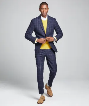 Wool Windowpane Sutton Suit in Navy