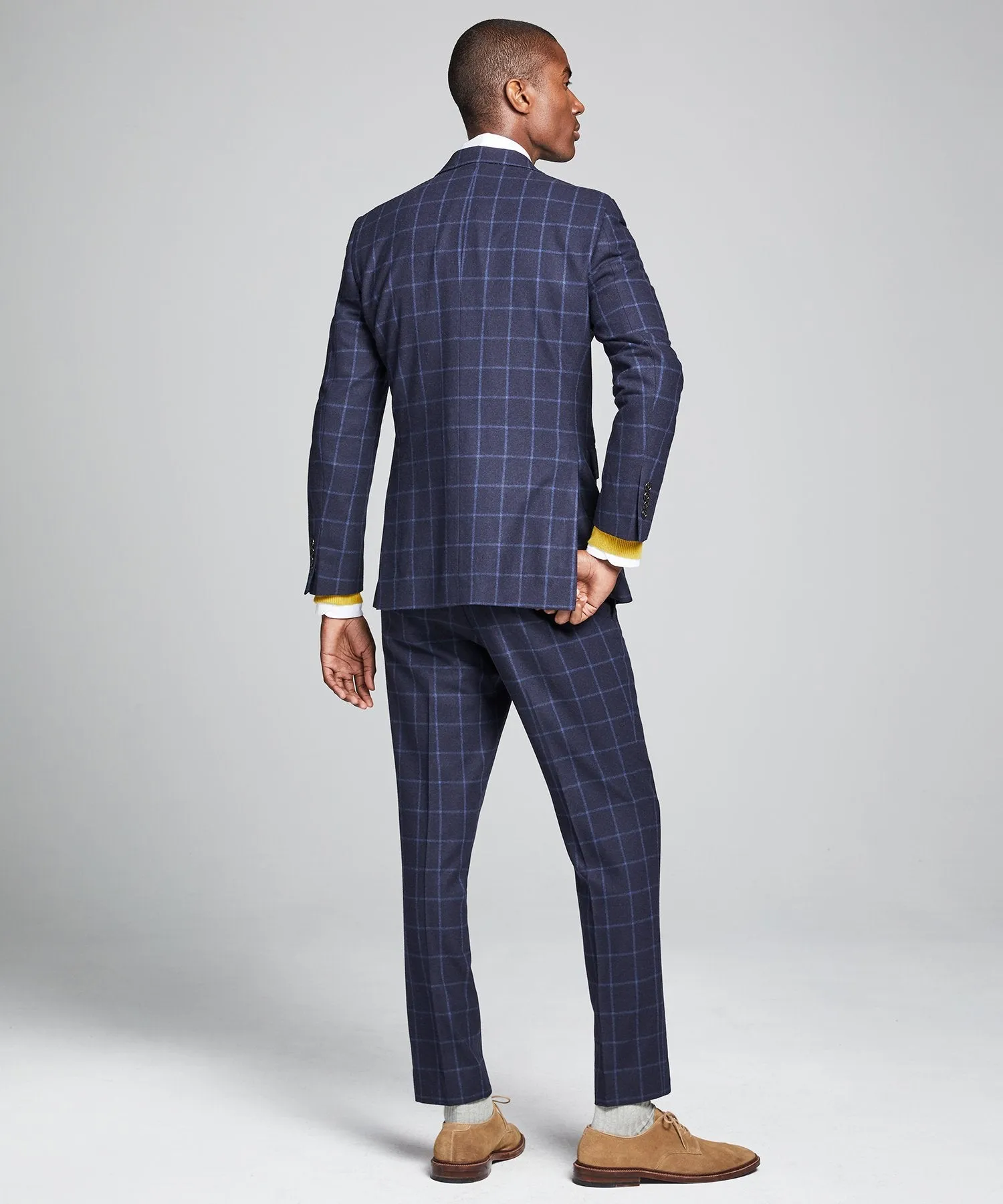 Wool Windowpane Sutton Suit in Navy