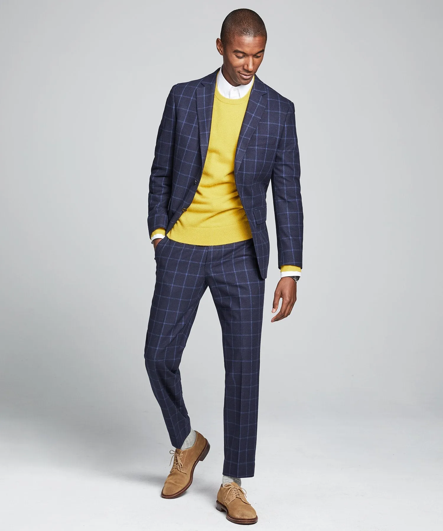 Wool Windowpane Sutton Suit in Navy